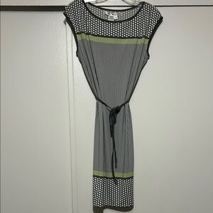 H&M Silver Midi Sheath Dress with Cap Sleeves and Crew Neck